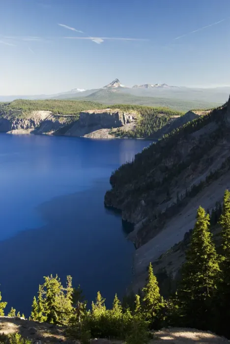 Framed Print : Crater Lake And Distant Volcanic Mountains Framed Print : Crater Lake And Distant Volcanic Mountains