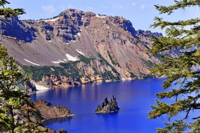 Framed Print : Crater Lake with Phantom Ship Island, Crater Lake National Park, Oregon, USA