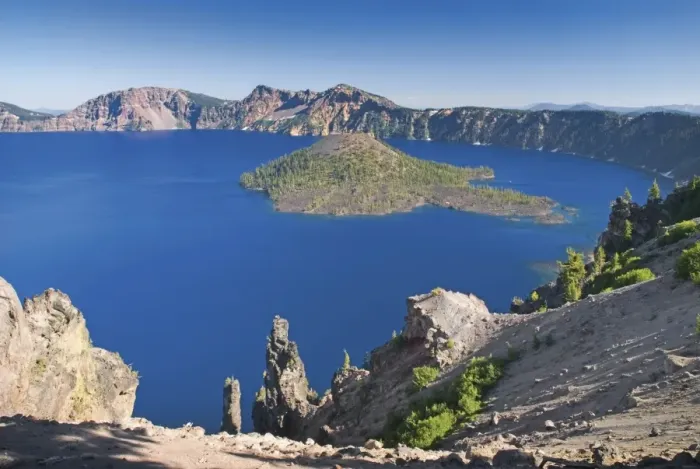 Framed Print : Crater Lake And Wizard Island Framed Print : Crater Lake And Wizard Island