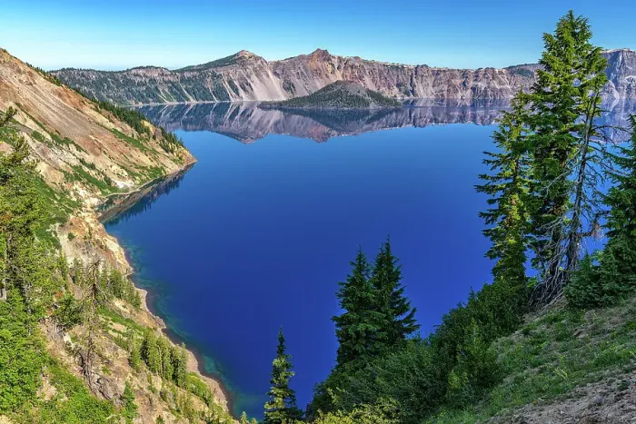 Framed Print : Crater Lake And Wizard Island Landscape Framed Print : Crater Lake And Wizard Island Landscape