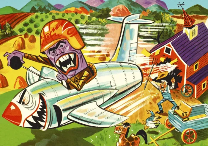 Framed Print : Crazy Jet Pilot Flying Over the Countryside