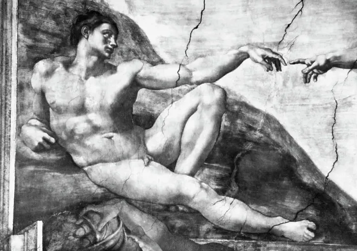 Framed Print : Detail of Creation of Adam by Michelangelo