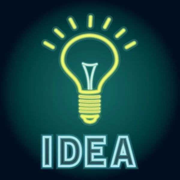 Creative Idea with lightbulb and text Neon sign