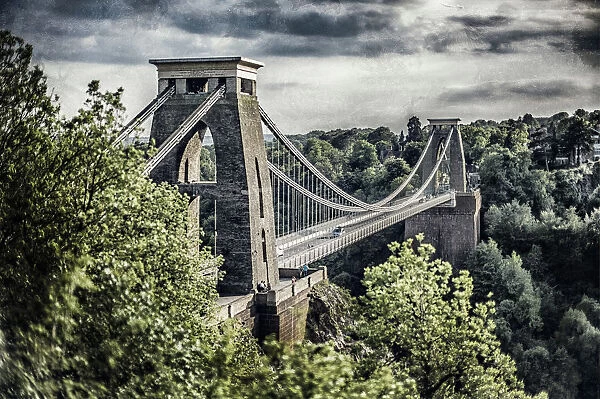 A creative image with shallow depth of field of Clifton Suspension Bridge, Bristol
