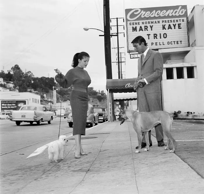 Framed Print : Crescendo. LOS ANGELES, CA - DECEMBER 1954: Actor Robert Evans with his