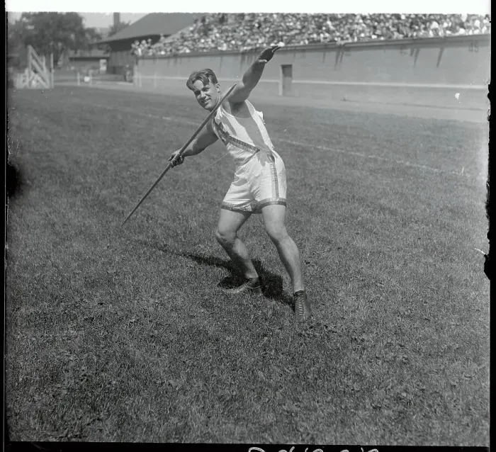 Framed Print : Creth B. Hines Throwing Javelin at Cambridge Framed Print : Creth B. Hines Throwing Javelin at Cambridge
