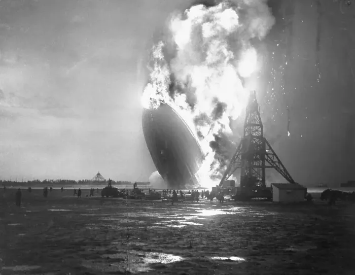 Framed Print : Crew Members Fleeing from Burning Hindenburg Airship Framed Print : Crew Members Fleeing from Burning Hindenburg Airship