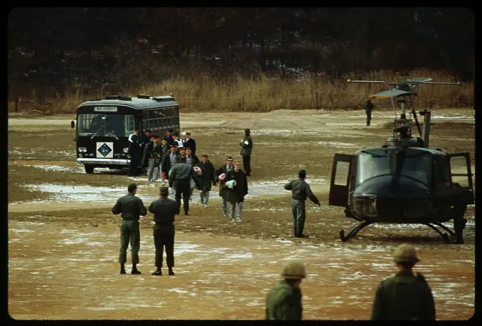 Framed Print : Crew Members are Released After Captivity Framed Print : Crew Members are Released After Captivity