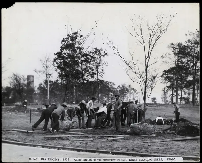 Framed Print : Crew Of Men Planting Trees Framed Print : Crew Of Men Planting Trees