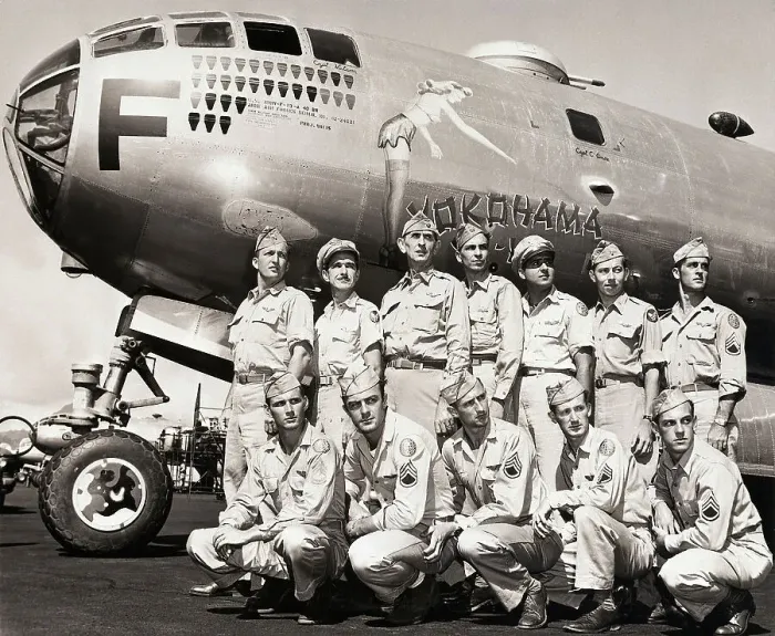 Framed Print : Crew Standing with B-29 Superfortress Framed Print : Crew Standing with B-29 Superfortress
