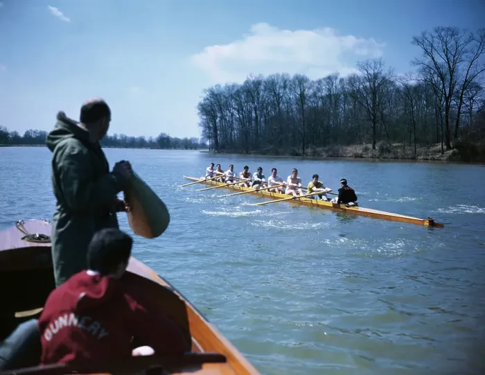 Framed Print : Crew Team Practicing on Lake Framed Print : Crew Team Practicing on Lake