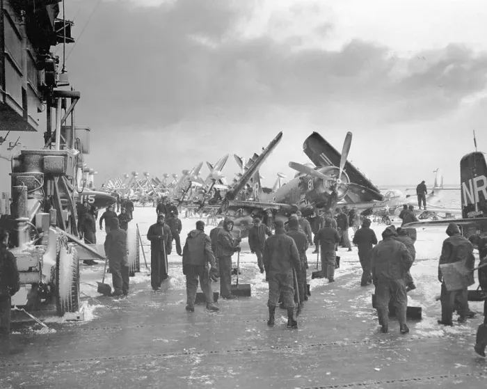 Framed Print : Crewmen Clearing Deck of USS Essex Framed Print : Crewmen Clearing Deck of USS Essex