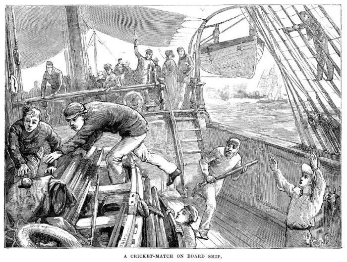 Framed Print : Cricket Match on Board Ship Framed Print : Cricket Match on Board Ship