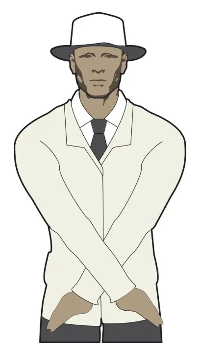 Framed Print : Cricket umpire signalling dead ball, arms crossed Framed Print : Cricket umpire signalling dead ball, arms crossed