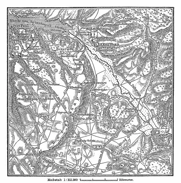 Crimean War - Battle of Inkermann, map of battlefield