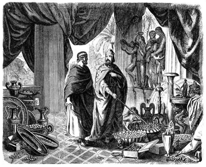 Framed Print : Croesus shows Solon his treasures Framed Print : Croesus shows Solon his treasures