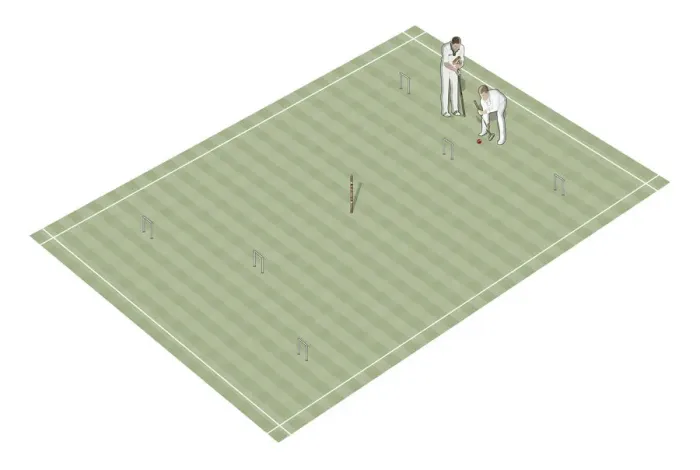 Framed Print : Two croquet players on croquet court Framed Print : Two croquet players on croquet court