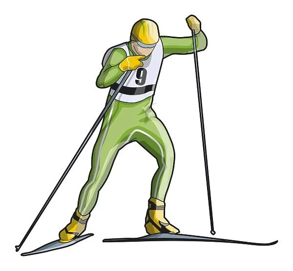 Cross-country skier, front view