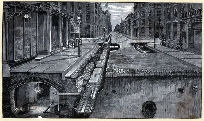 Framed Print : Cross Section Of City Street Electrical