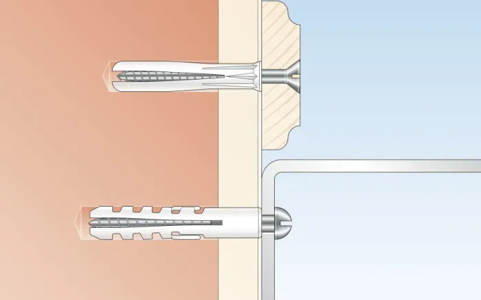 Framed Print : Cross section digital Illustration of general purpose and nylon wallplugs securing screws in solid wall through timber and metal Framed Print : Cross section digital Illustration of general purpose and nylon wallplugs securing screws in solid wall through timber and metal