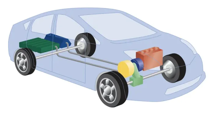 Framed Print : Cross section digital illustration of hybrid car showing power split unit, electric motor, generator starter, battery and petrol tank Framed Print : Cross section digital illustration of hybrid car showing power split unit, electric motor, generator starter, battery and petrol tank