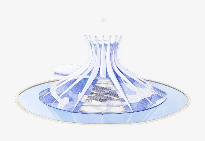 Framed Print : Cross section illustration of Catedral Metropolitana Nossa Senhora Aparecida (Cathedral of BrasaAlia) built in 1970 Framed Print : Cross section illustration of Catedral Metropolitana Nossa Senhora Aparecida (Cathedral of BrasaAlia) built in 1970