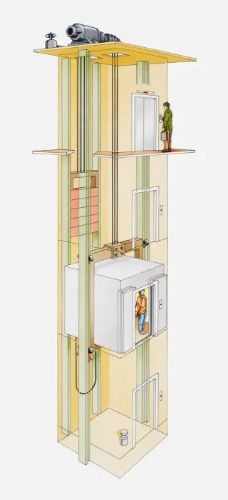 Framed Print : Cross section illustration of lift Framed Print : Cross section illustration of lift