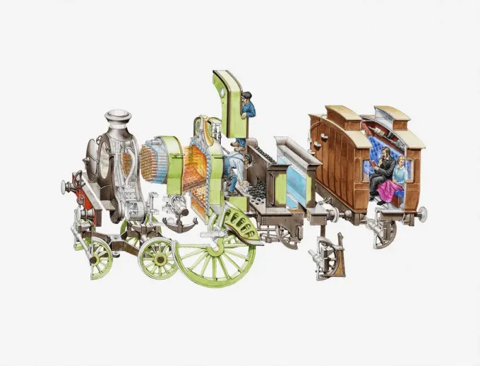 Framed Print : Cross section Stirling Single steam locomotive Framed Print : Cross section Stirling Single steam locomotive
