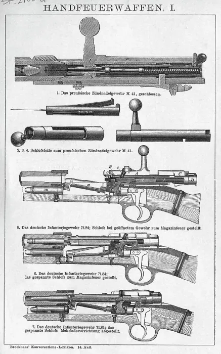 Framed Print : Cross Sections Of Gun Parts / Illust