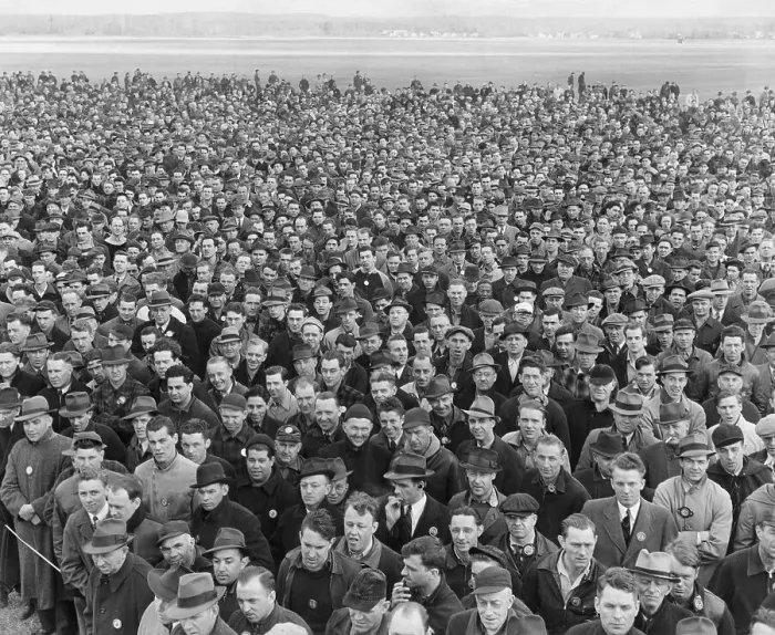 Framed Print : Crowd of Aircraft Workers at Awards Ceremony Framed Print : Crowd of Aircraft Workers at Awards Ceremony