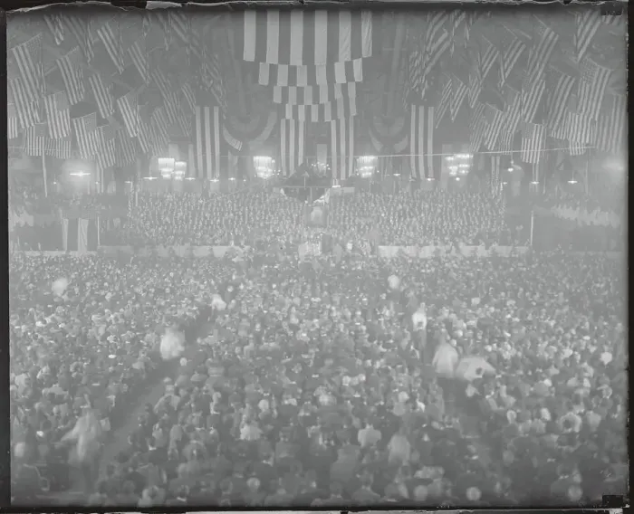 Framed Print : Crowd Awaiting Democratic Campaign Speech Framed Print : Crowd Awaiting Democratic Campaign Speech