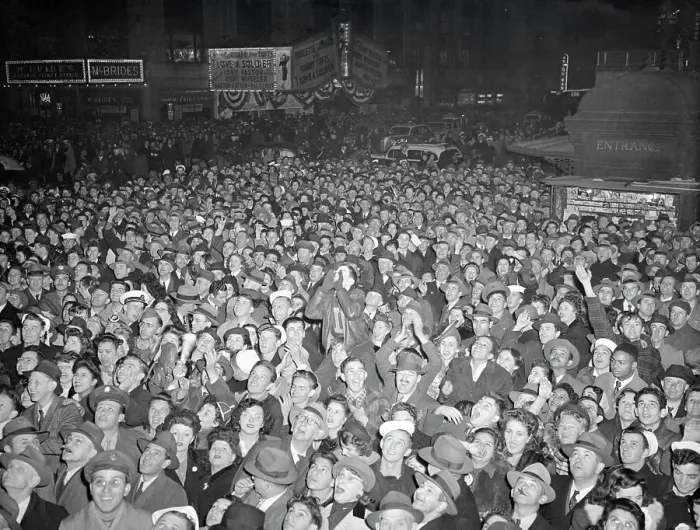 Framed Print : Crowd Awaiting Election Results at New York Times Board