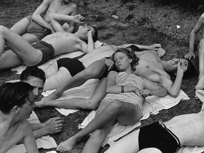 Framed Print : Crowd Of Bathers Framed Print : Crowd Of Bathers