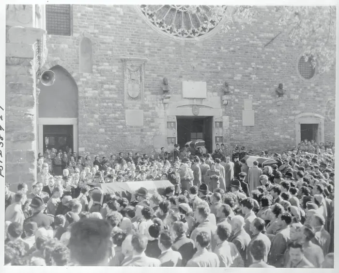 Framed Print : Crowd Carrying Caskets