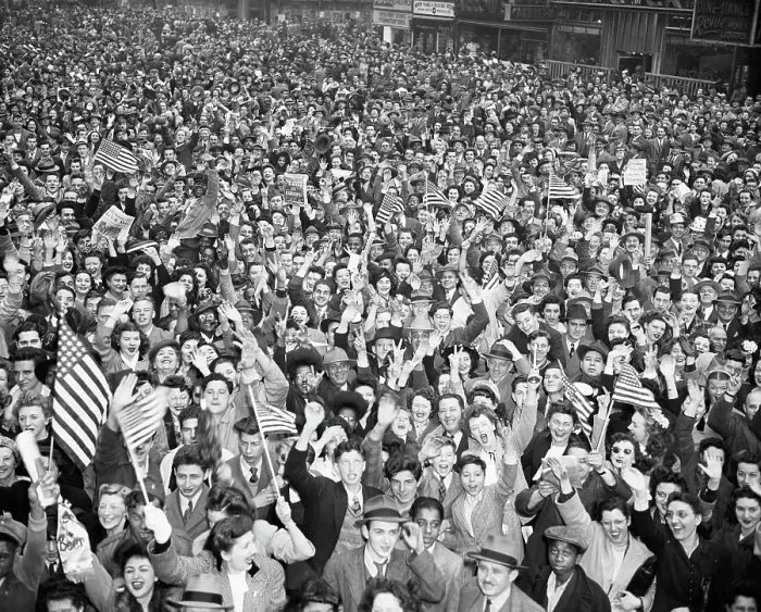 Framed Print : Crowd of Celebrants for V-E Day Framed Print : Crowd of Celebrants for V-E Day