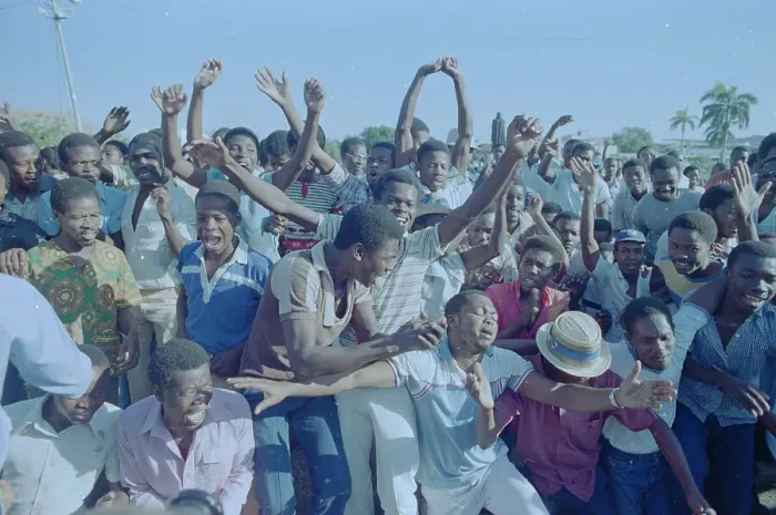 Framed Print : Crowd Celebrating Duvalier's Exile Framed Print : Crowd Celebrating Duvalier's Exile