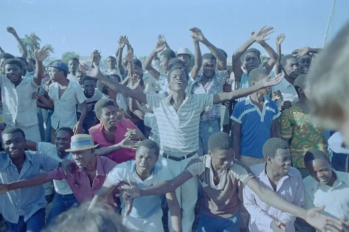 Framed Print : Crowd Celebrating Duvalier's Exile Framed Print : Crowd Celebrating Duvalier's Exile