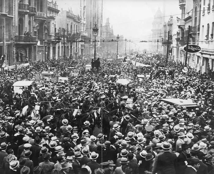 Framed Print : Crowd Celebrating Fall of President Irigoyen Framed Print : Crowd Celebrating Fall of President Irigoyen