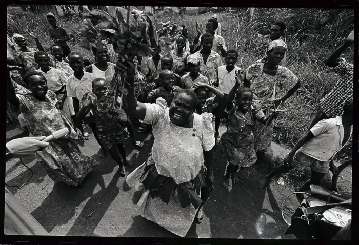 Framed Print : Crowd Celebrating New President in Uganda Framed Print : Crowd Celebrating New President in Uganda
