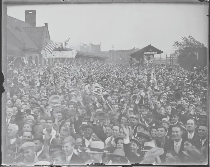 Framed Print : Crowd Cheering for the President Framed Print : Crowd Cheering for the President
