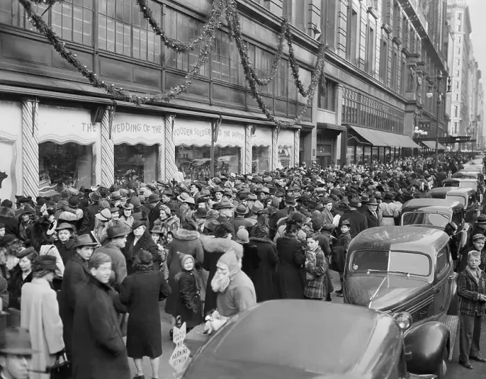 Framed Print : Crowd of Christmas Shoppers Outside Macy's Framed Print : Crowd of Christmas Shoppers Outside Macy's