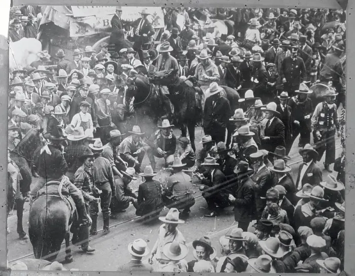 Framed Print : Crowd of Cowboys at Fort Worth Diamond Jubilee Framed Print : Crowd of Cowboys at Fort Worth Diamond Jubilee