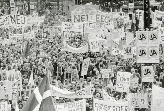 Framed Print : Crowd of Danes Carrying Signs in Protest Framed Print : Crowd of Danes Carrying Signs in Protest