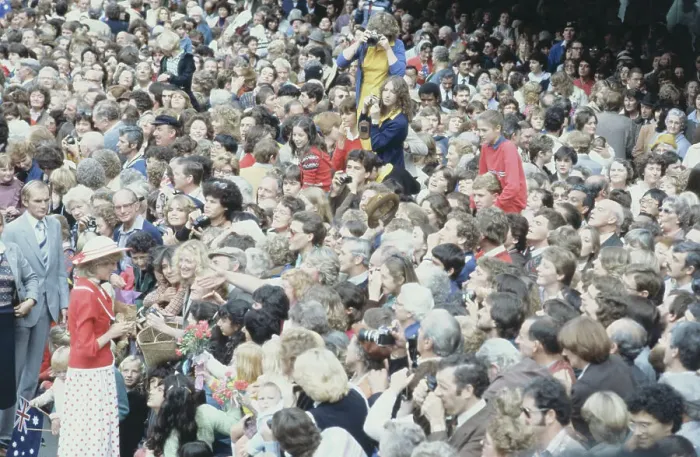 Framed Print : Crowd of Fans Mobbing Princess Diana Framed Print : Crowd of Fans Mobbing Princess Diana