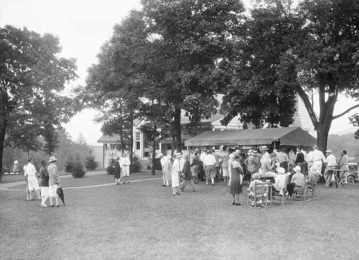 Framed Print : Crowd Gathered Outside Country Club Framed Print : Crowd Gathered Outside Country Club