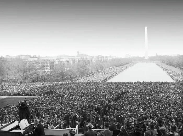 Framed Print : Crowd Gathered Around Reflecting Pool Framed Print : Crowd Gathered Around Reflecting Pool