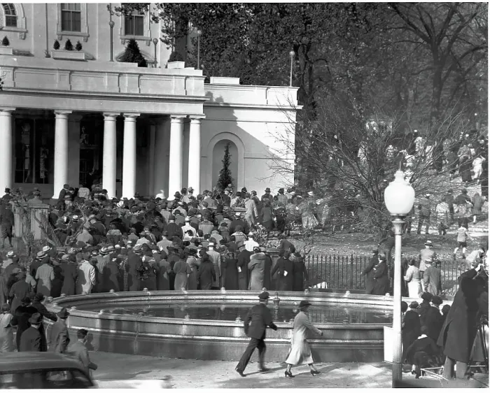 Framed Print : A Crowd Gathered Around the White House Framed Print : A Crowd Gathered Around the White House