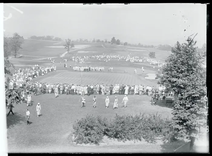 Framed Print : Crowd Gathering at the Eighteenth Hole