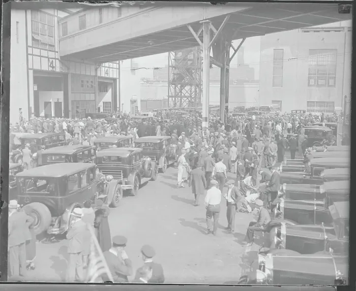 Framed Print : Crowd Gathering to Greet Mayor Walker Framed Print : Crowd Gathering to Greet Mayor Walker