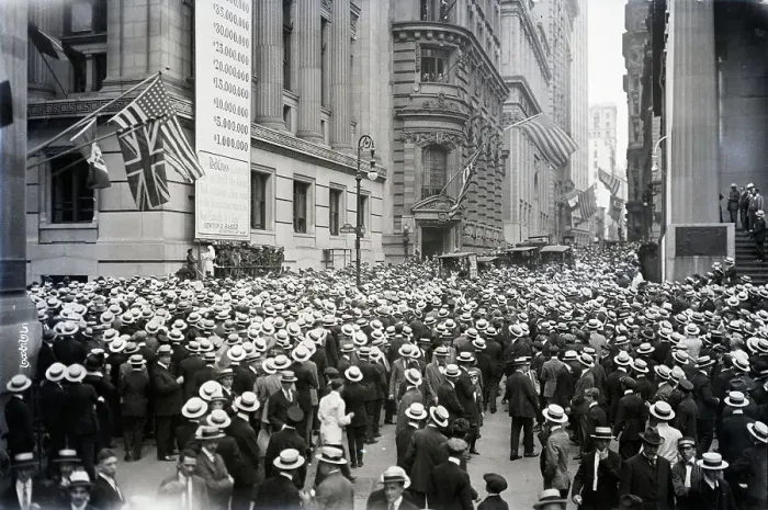 Framed Print : Crowd Gathering on Wall Street Framed Print : Crowd Gathering on Wall Street